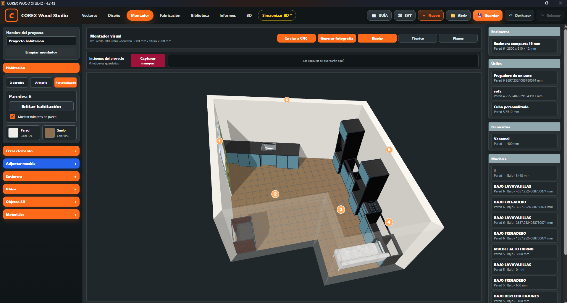 Proyecto completo diseñado en COREX Wood Studio